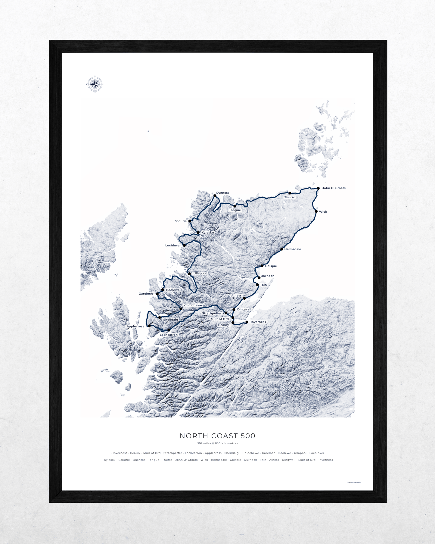 North Coast 500 Route Map - Fine Art Print