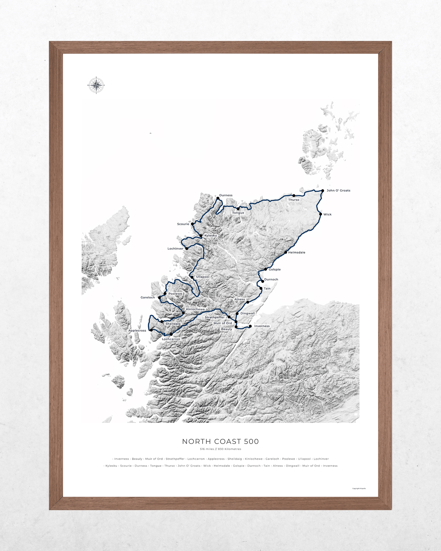 North Coast 500 Route Map - Fine Art Print