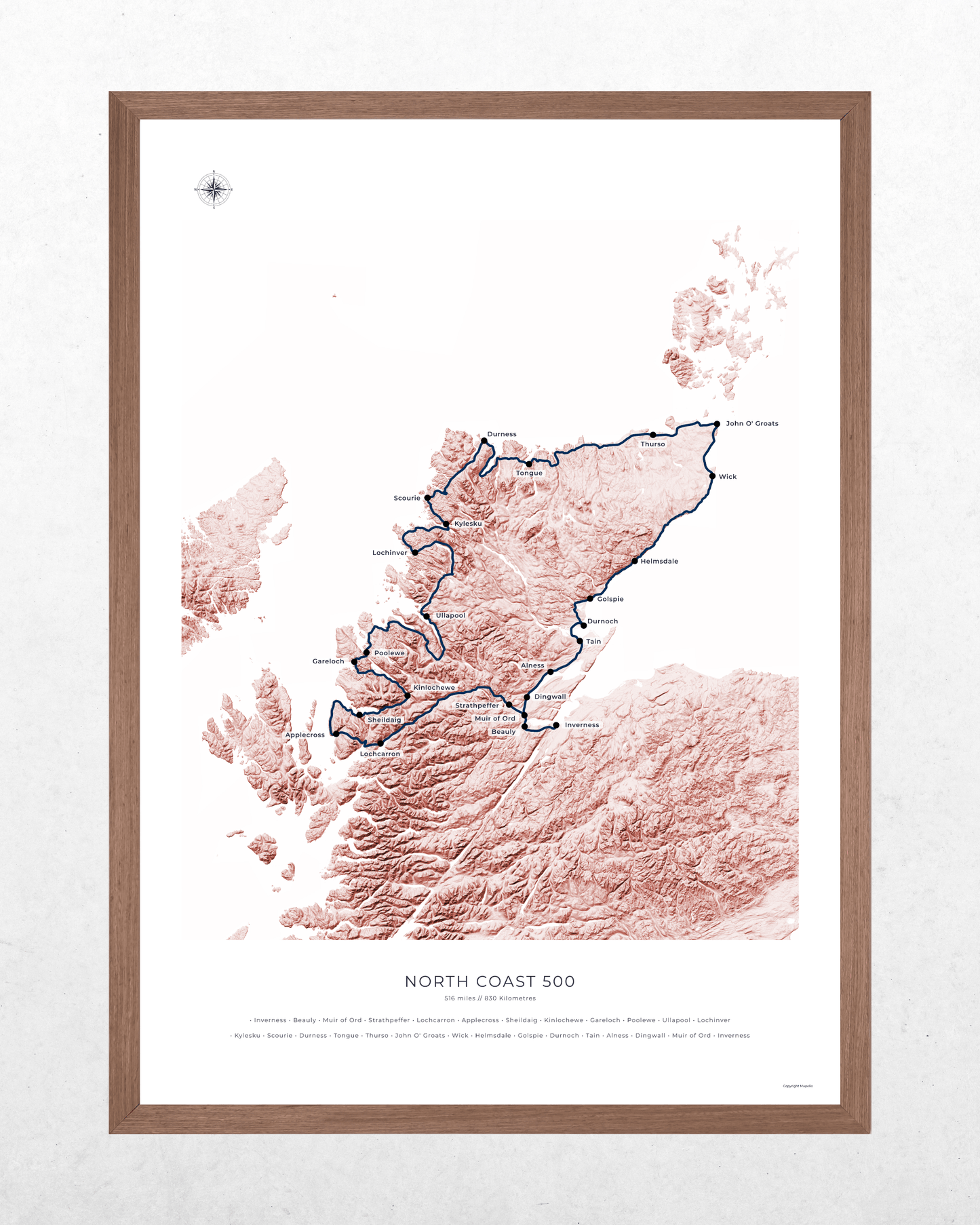 North Coast 500 Route Map - Fine Art Print