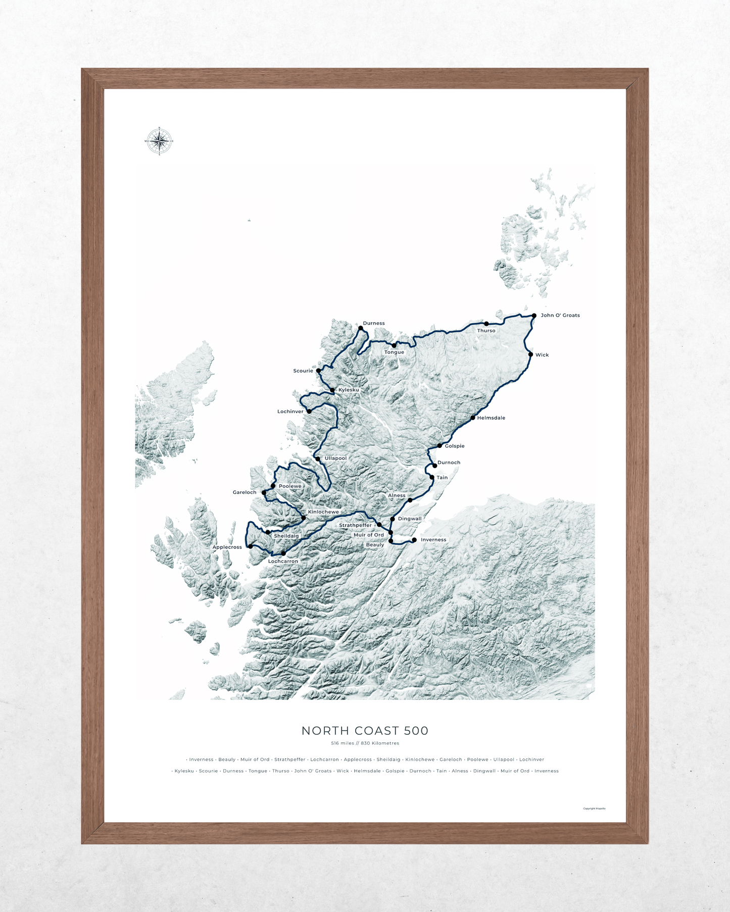 North Coast 500 Route Map - Fine Art Print