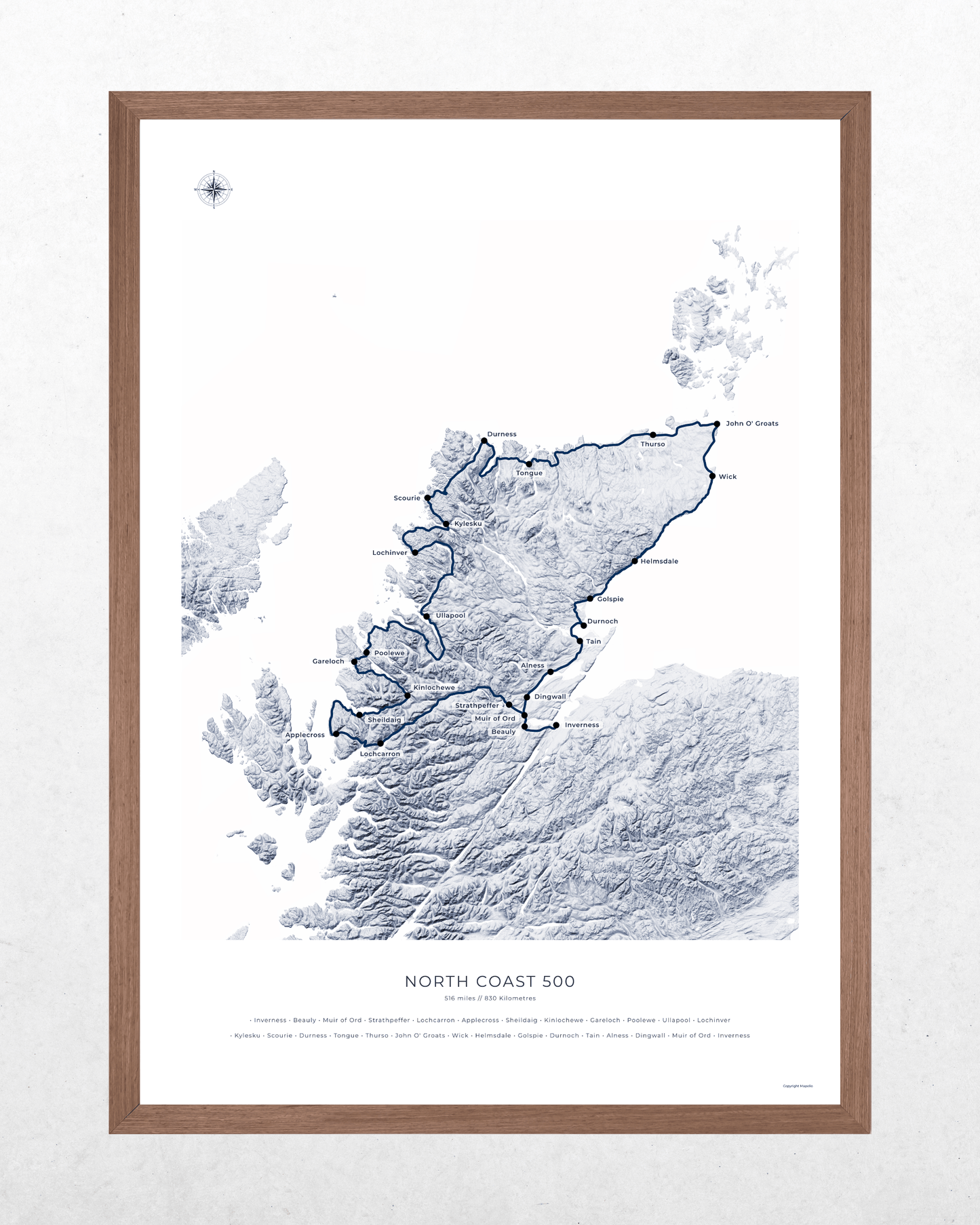 North Coast 500 Route Map - Fine Art Print