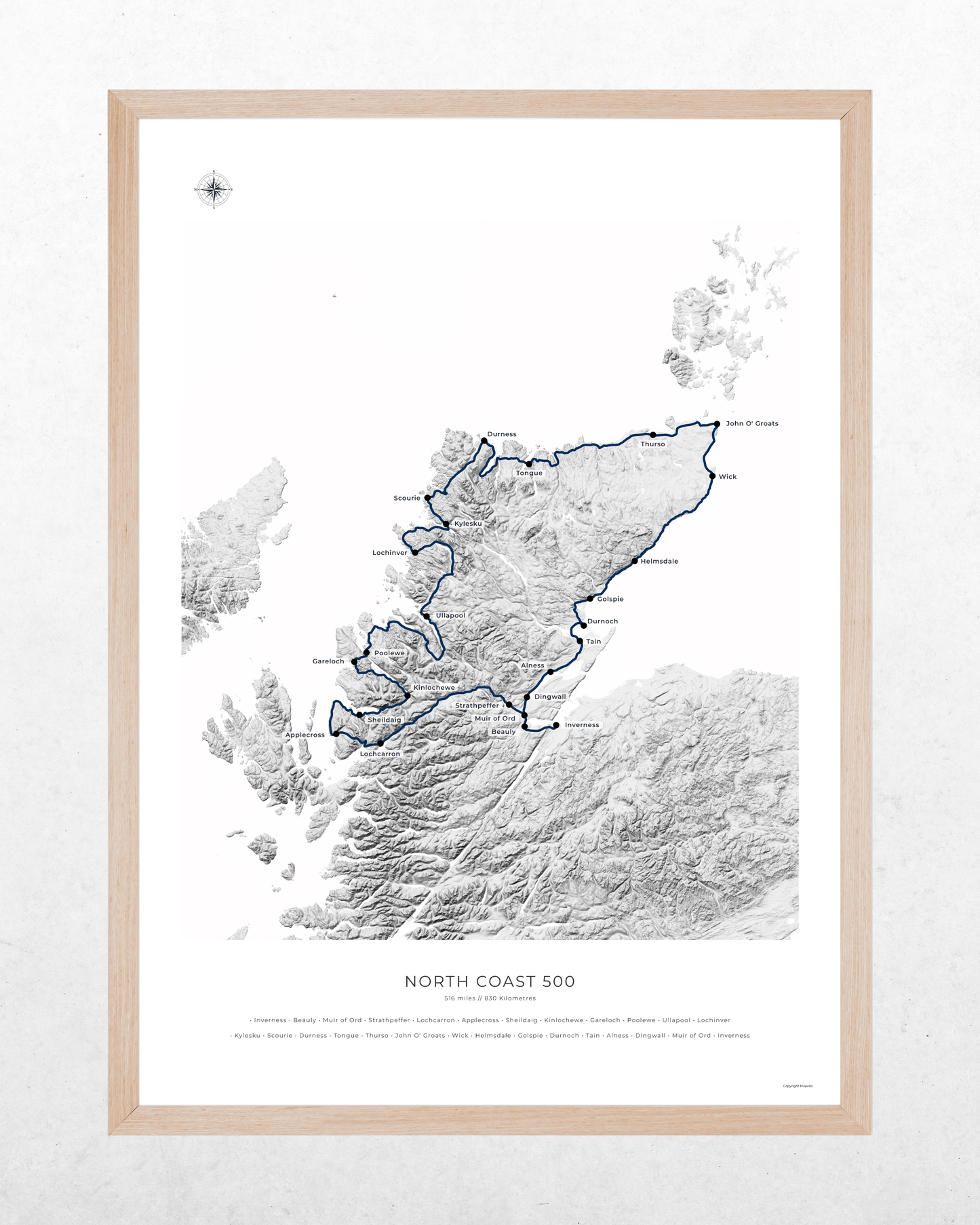 North Coast 500 Route Map - Fine Art Print