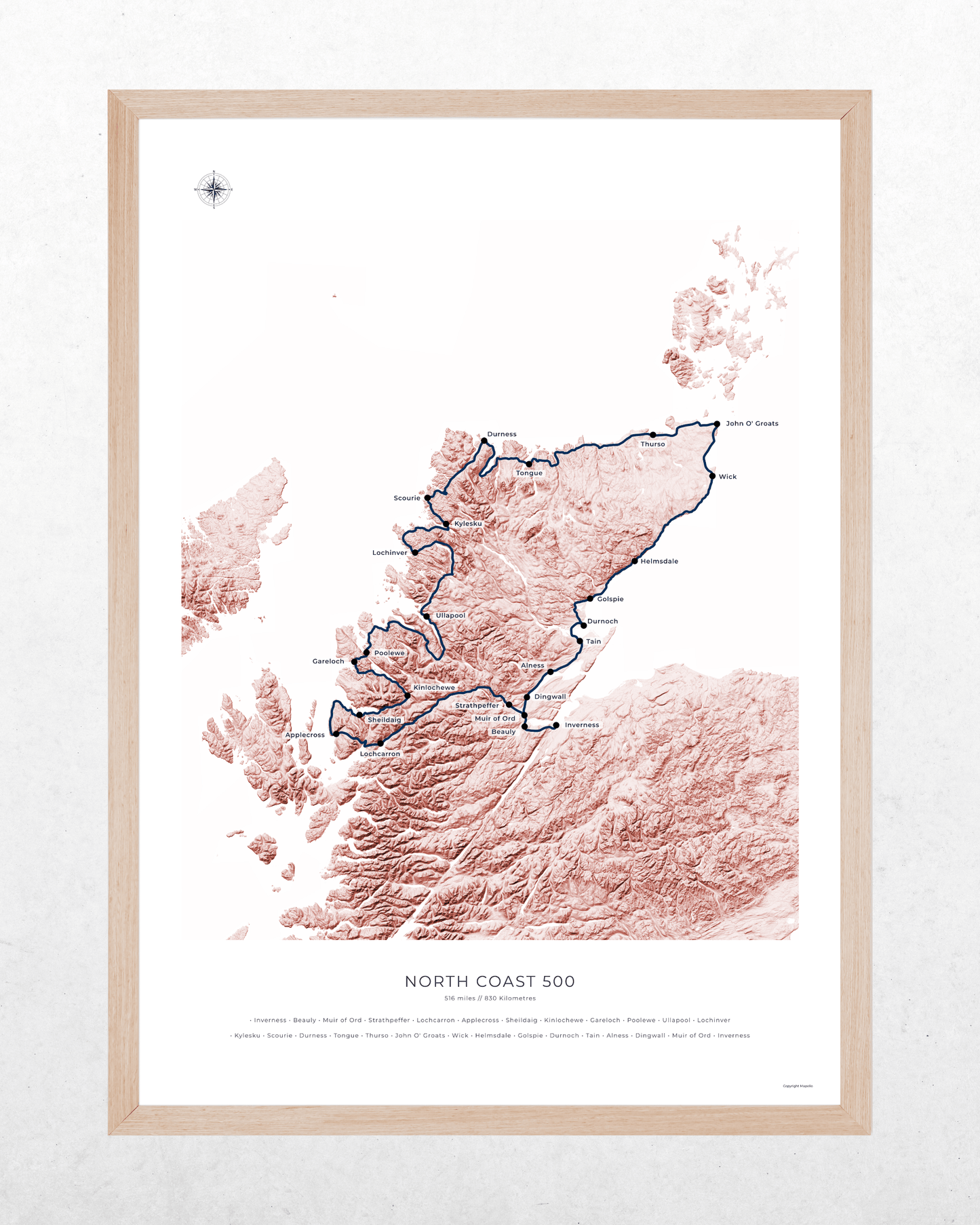 North Coast 500 Route Map - Fine Art Print