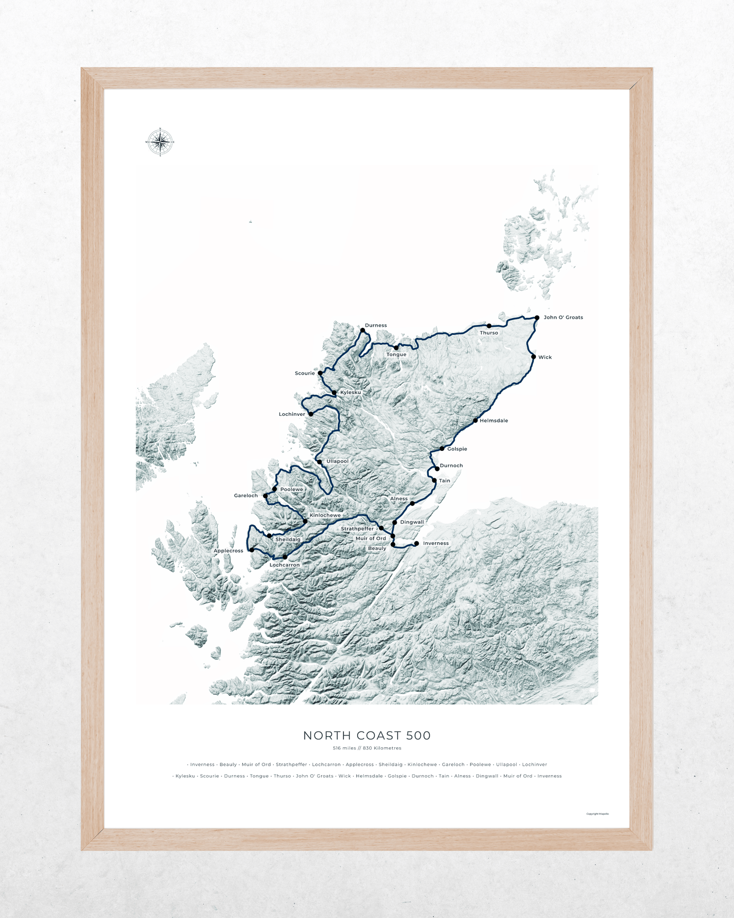 North Coast 500 Route Map - Fine Art Print