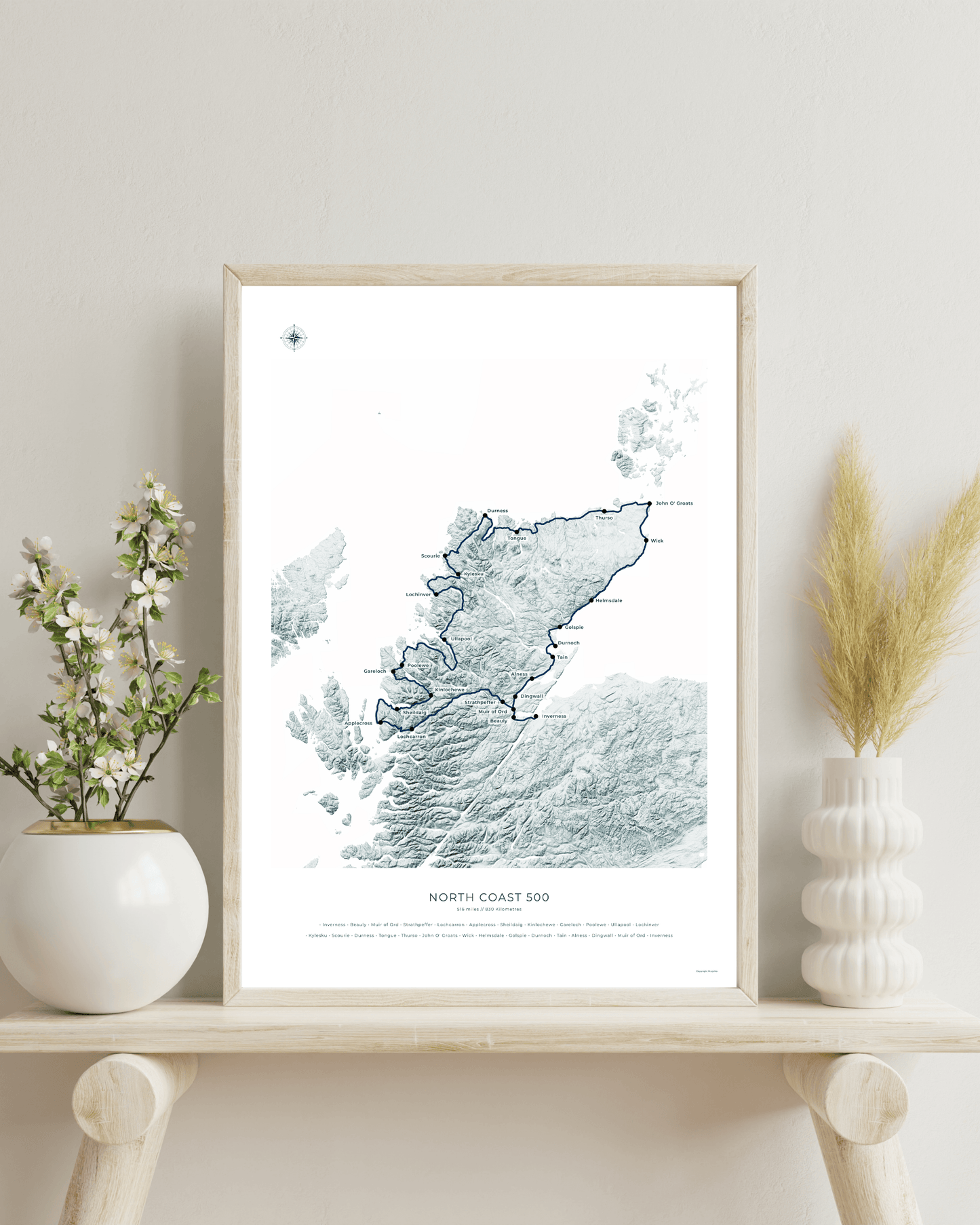 North Coast 500 Route Map - Fine Art Print