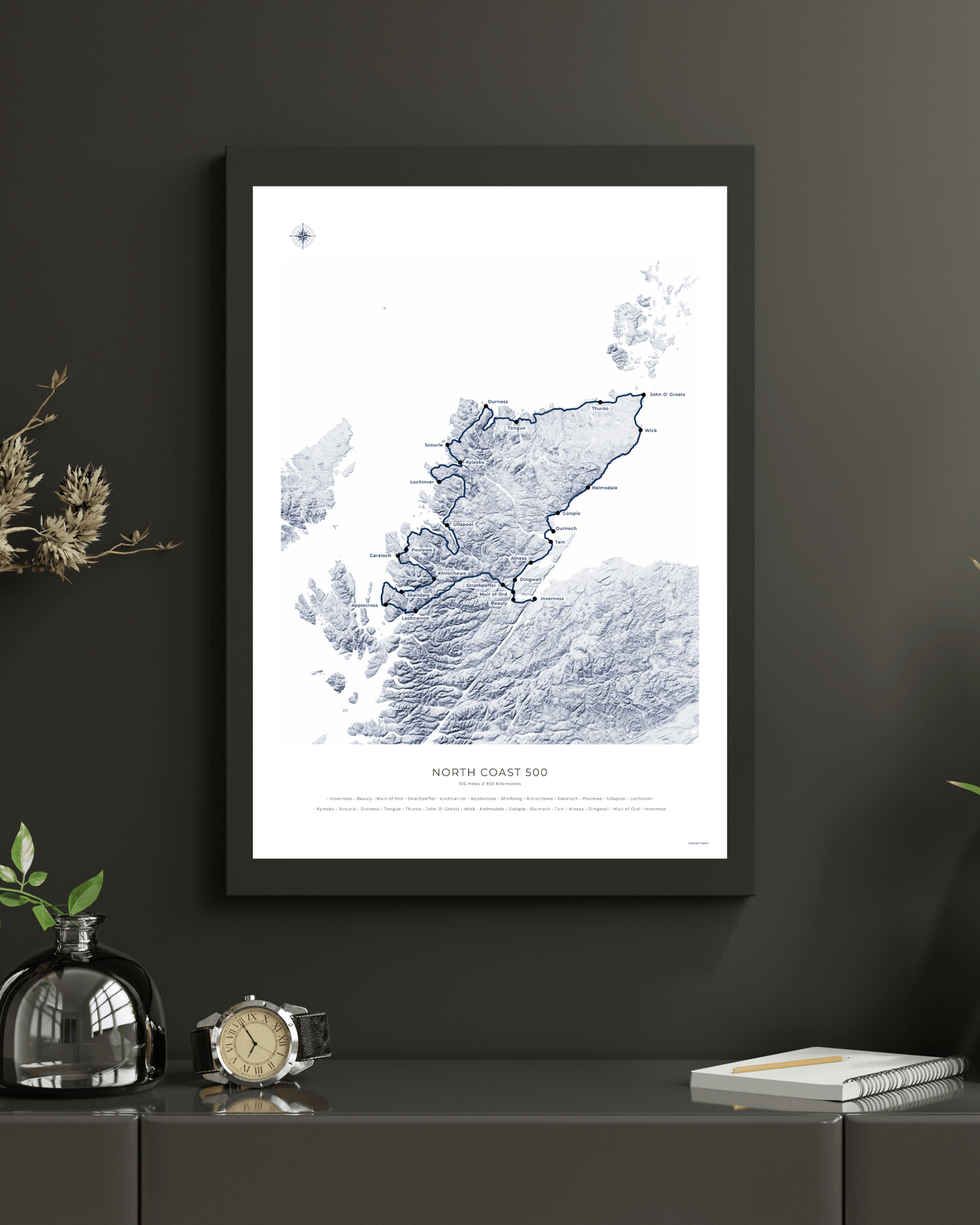 North Coast 500 Route Map - Fine Art Print
