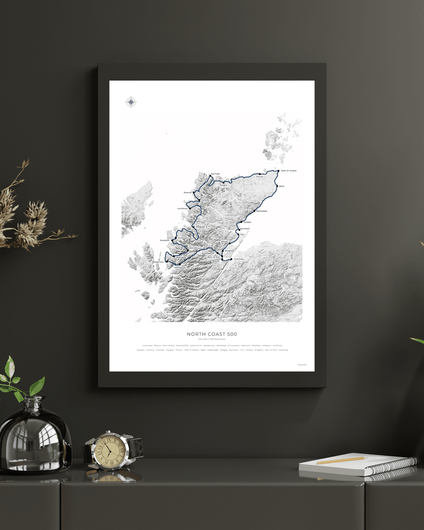 North Coast 500 Route Map - Fine Art Print