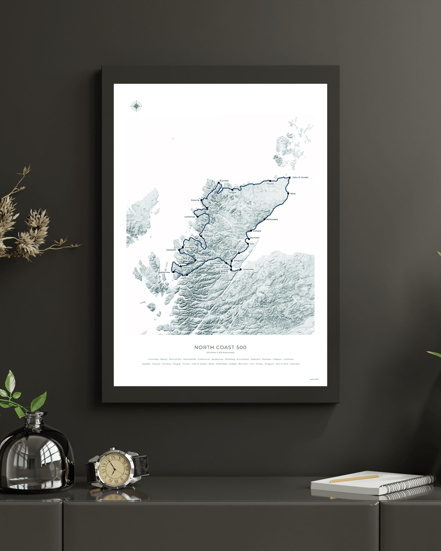 North Coast 500 Route Map - Fine Art Print