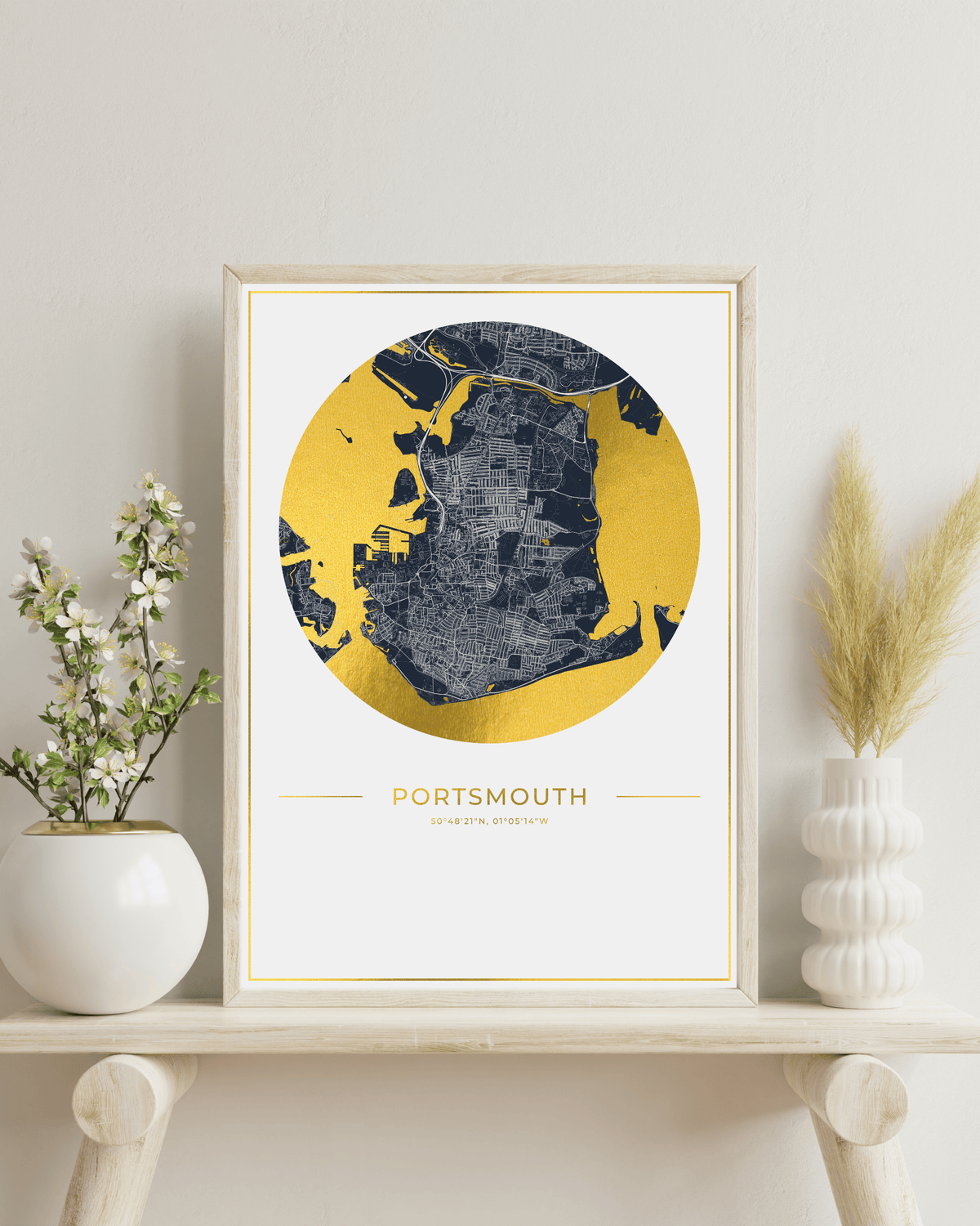 Portsmouth - Gold Fine Art Map Print