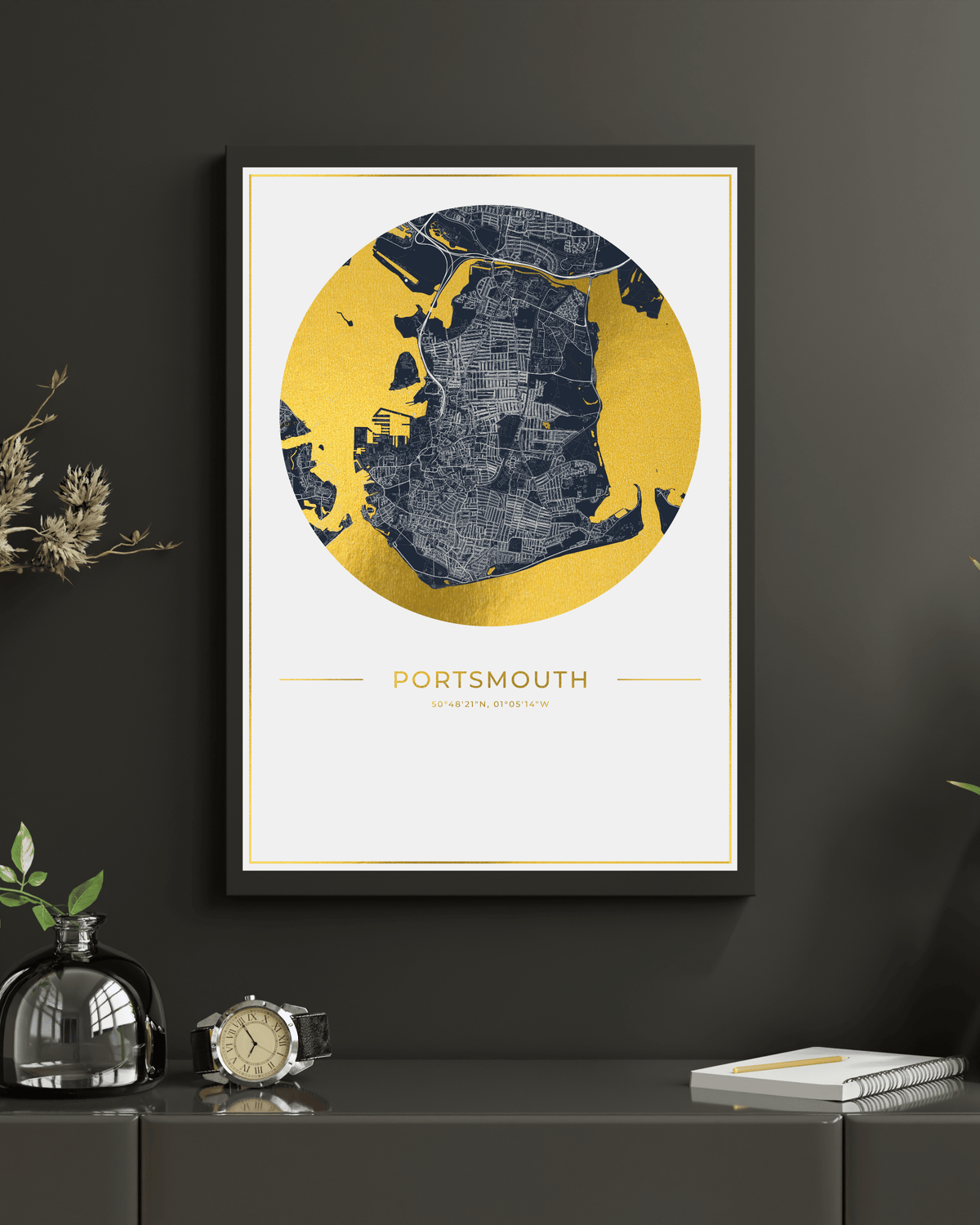 Portsmouth - Gold Fine Art Map Print