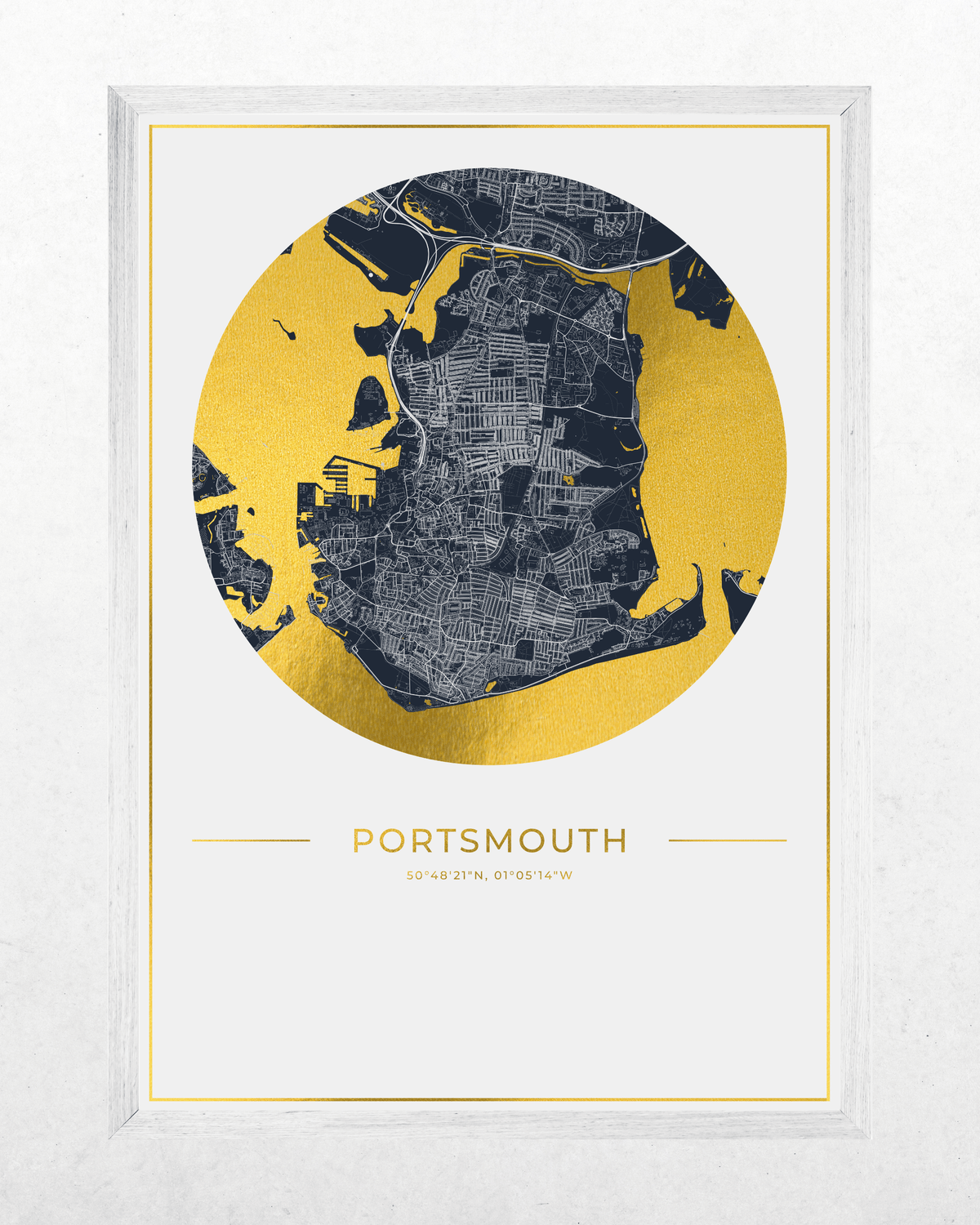 Portsmouth - Gold Fine Art Map Print