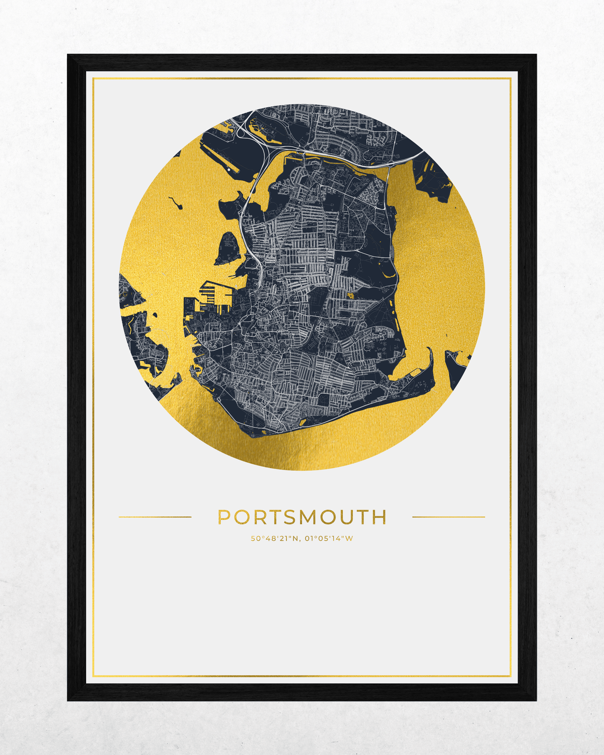 Portsmouth - Gold Fine Art Map Print