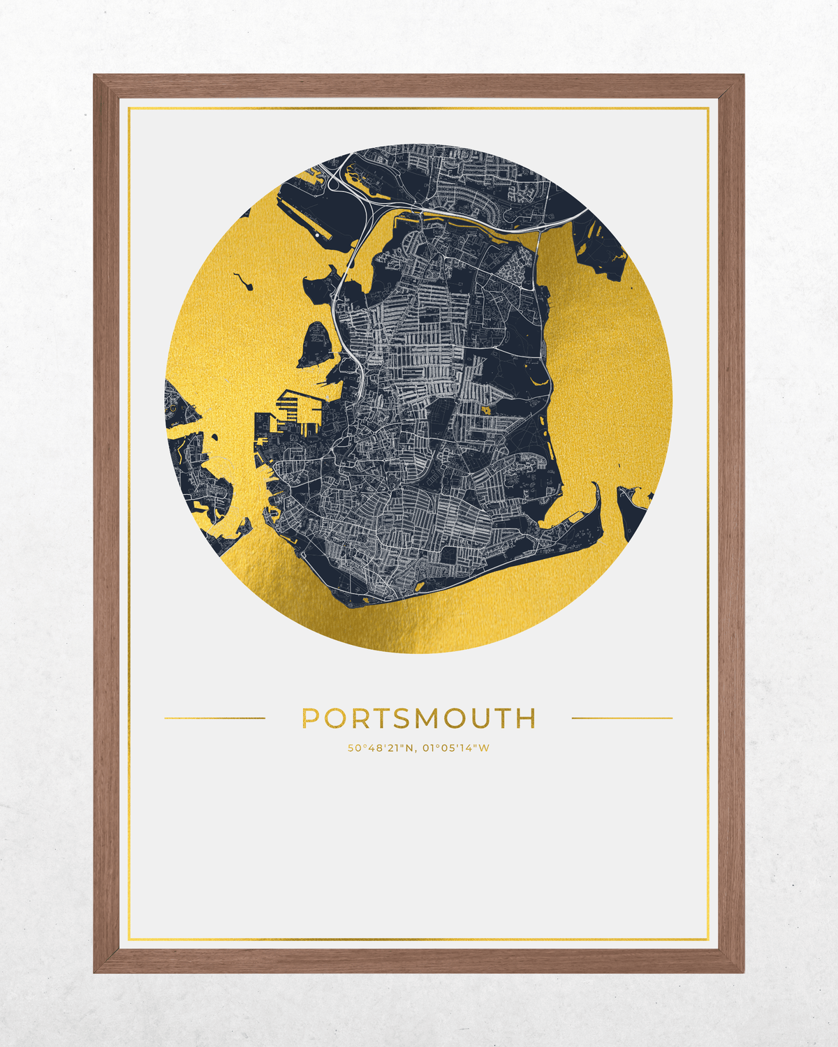 Portsmouth - Gold Fine Art Map Print