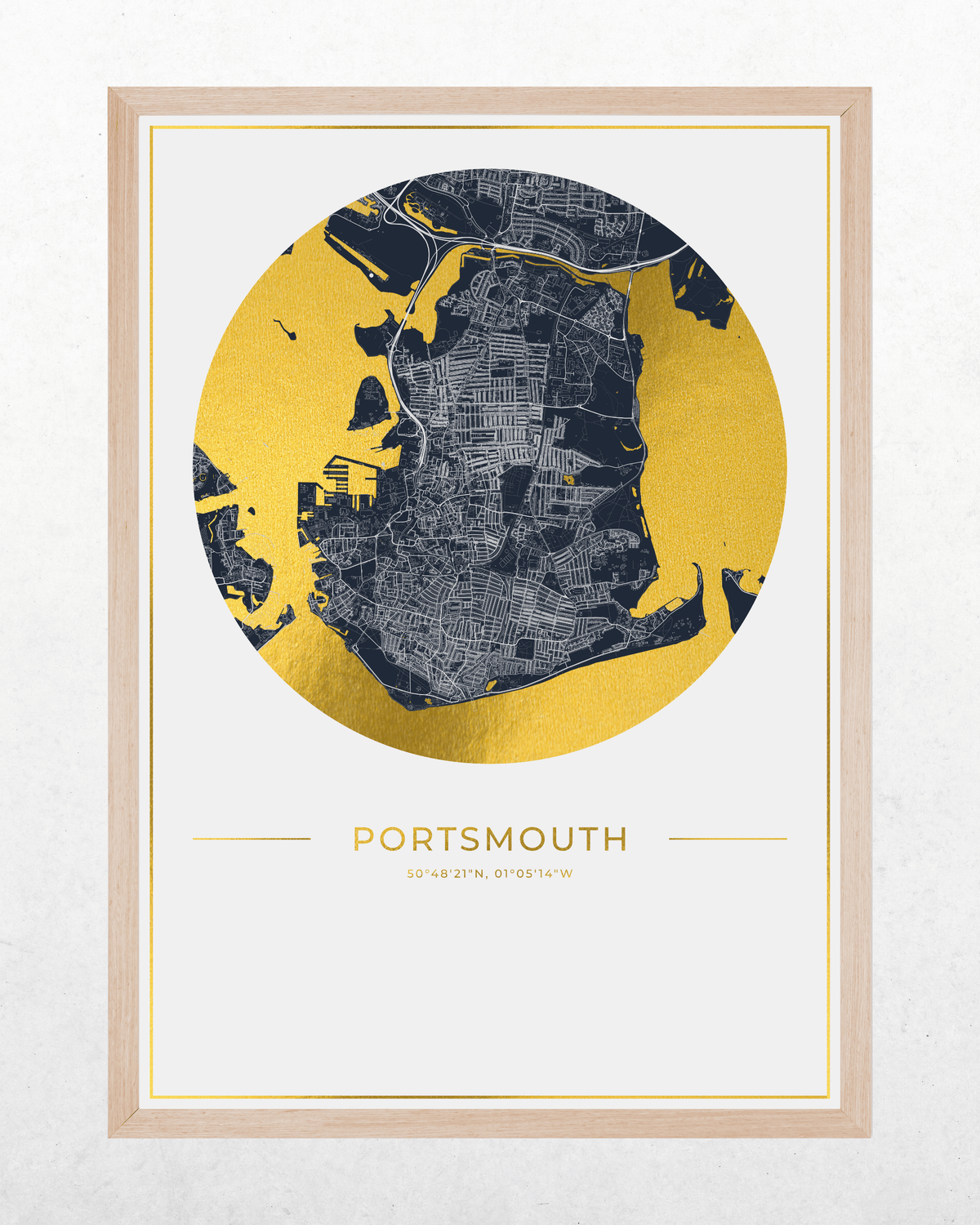 Portsmouth - Gold Fine Art Map Print