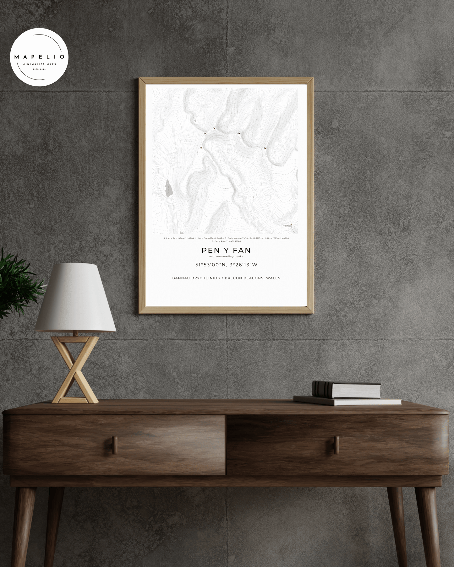 Pen y Fan & Surrounding peaks - Contour Map print