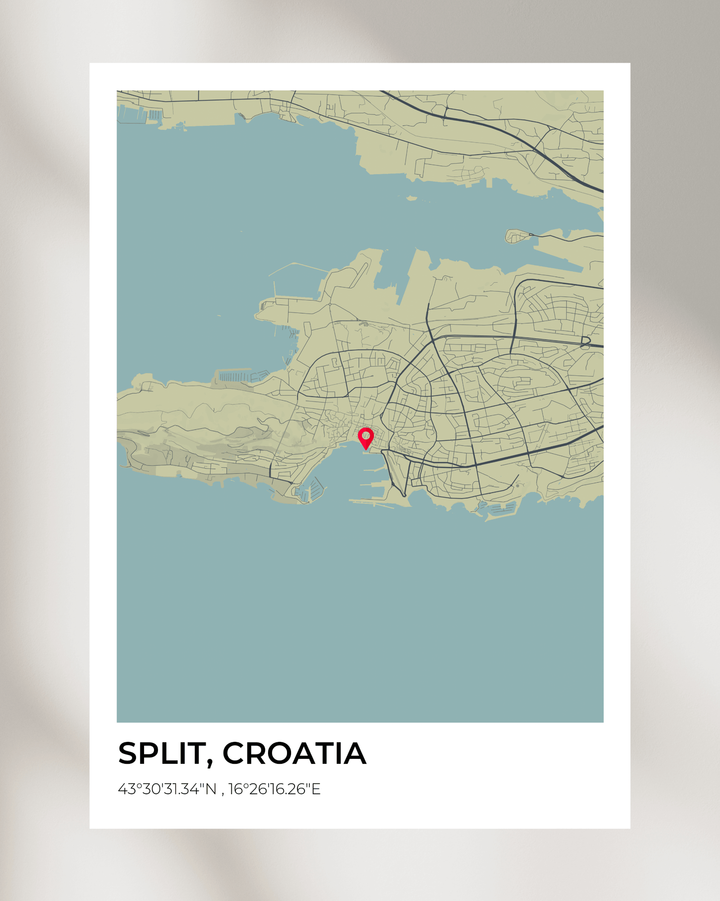 Personalised Map of Split, Croatia