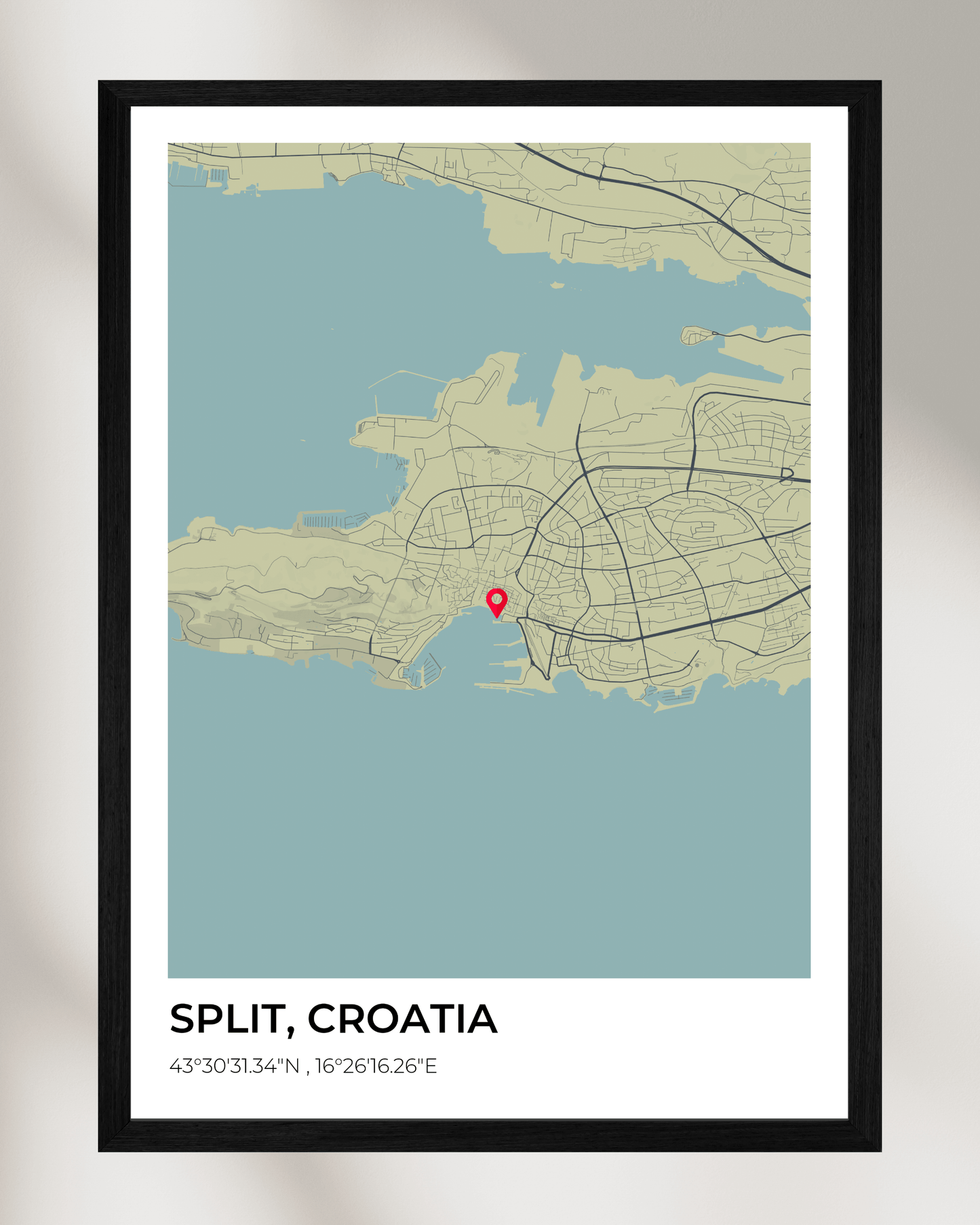 Personalised Map of Split, Croatia