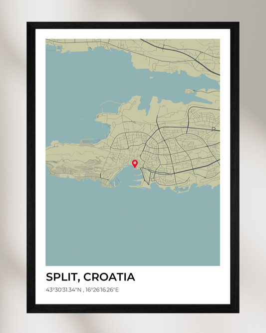Personalised Map of Split, Croatia