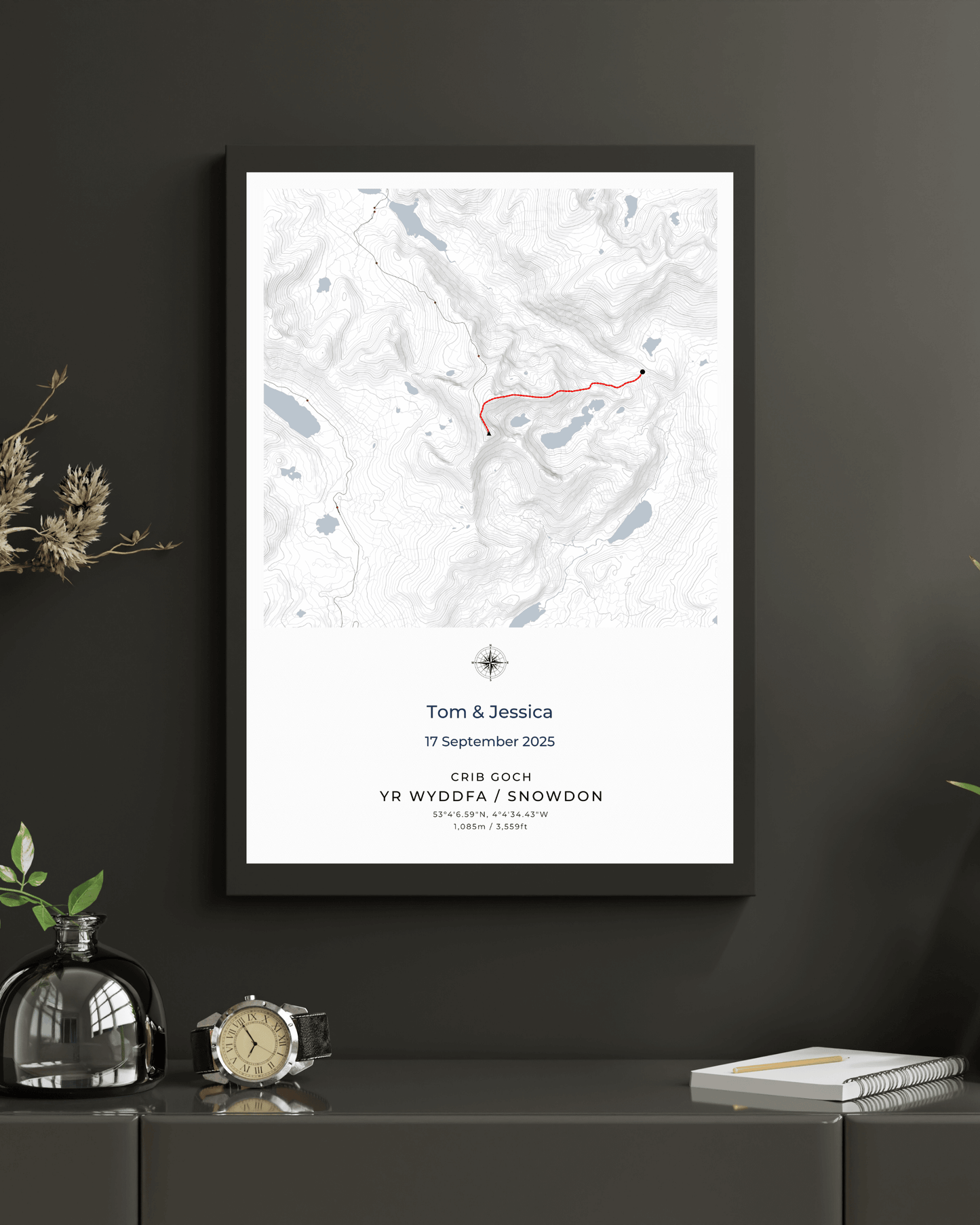 Personalised Snowdon Route Map