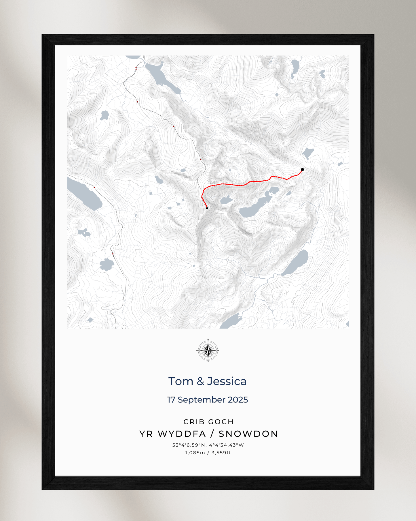 Personalised Snowdon Route Map