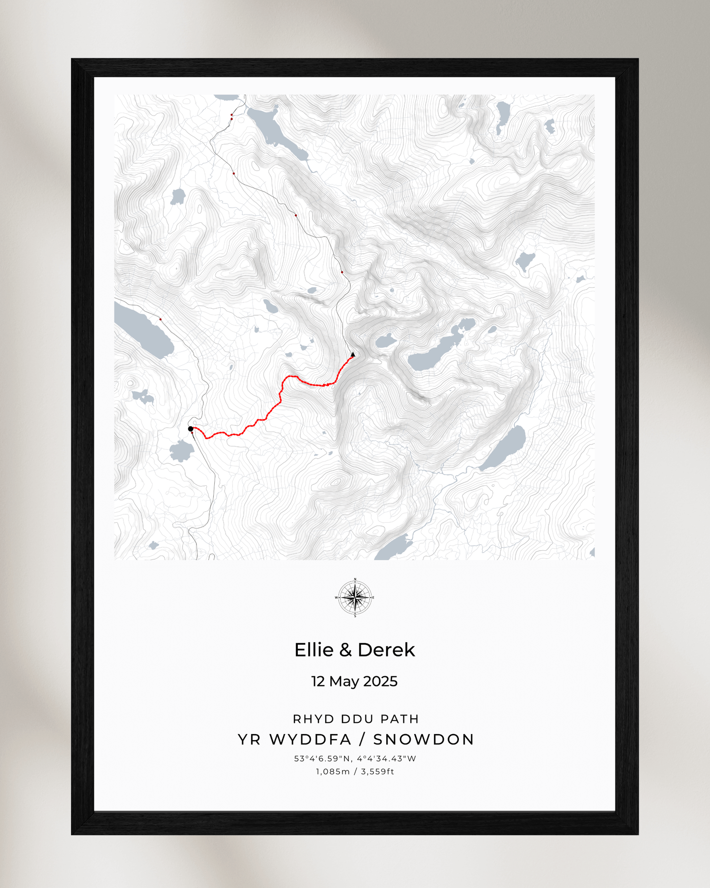 Personalised Snowdon Route Map