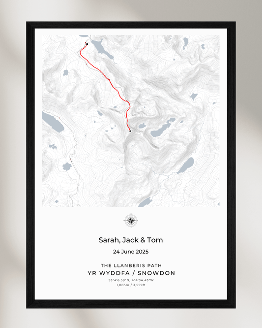 Personalised Snowdon Route Map
