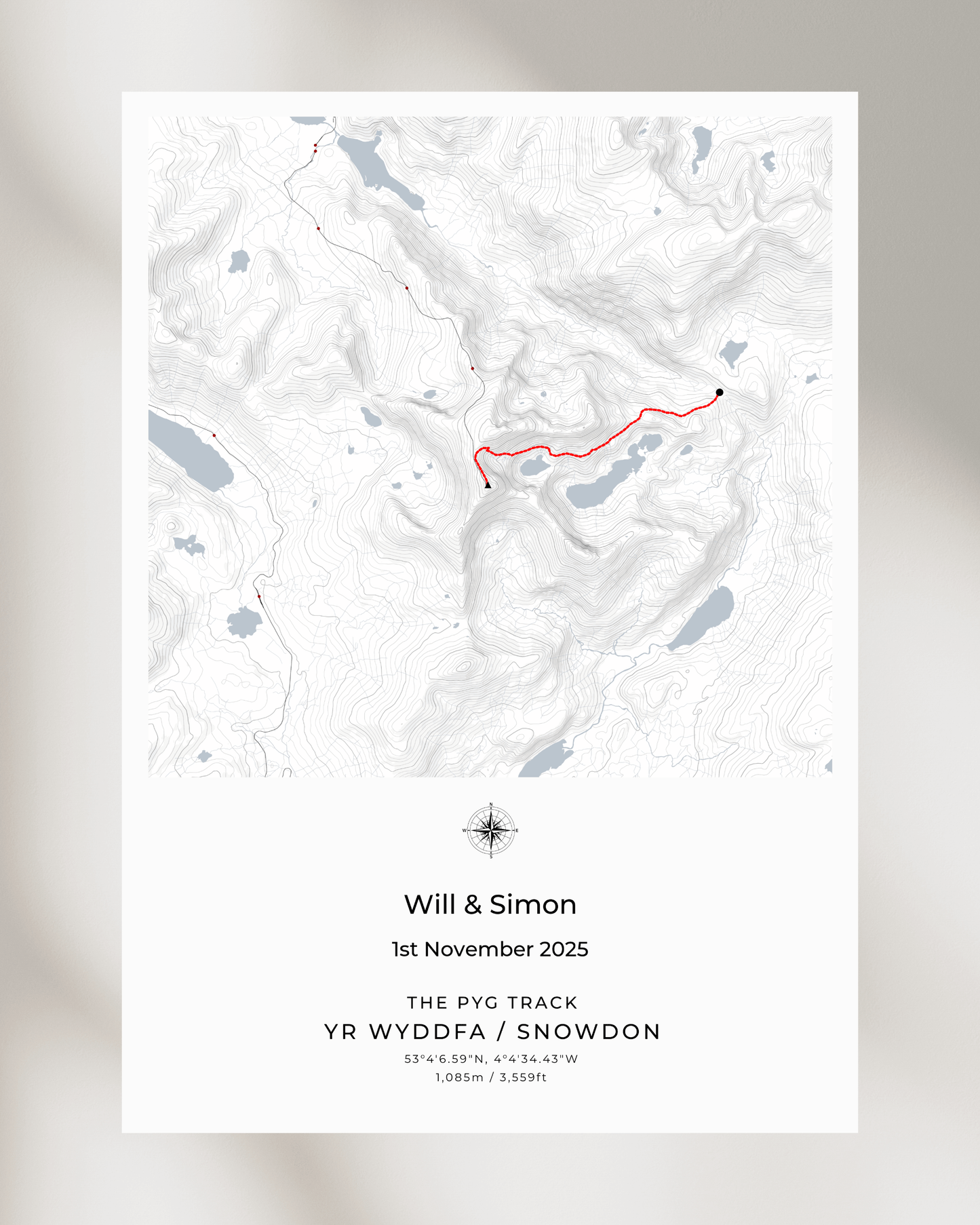 Personalised Snowdon Route Map