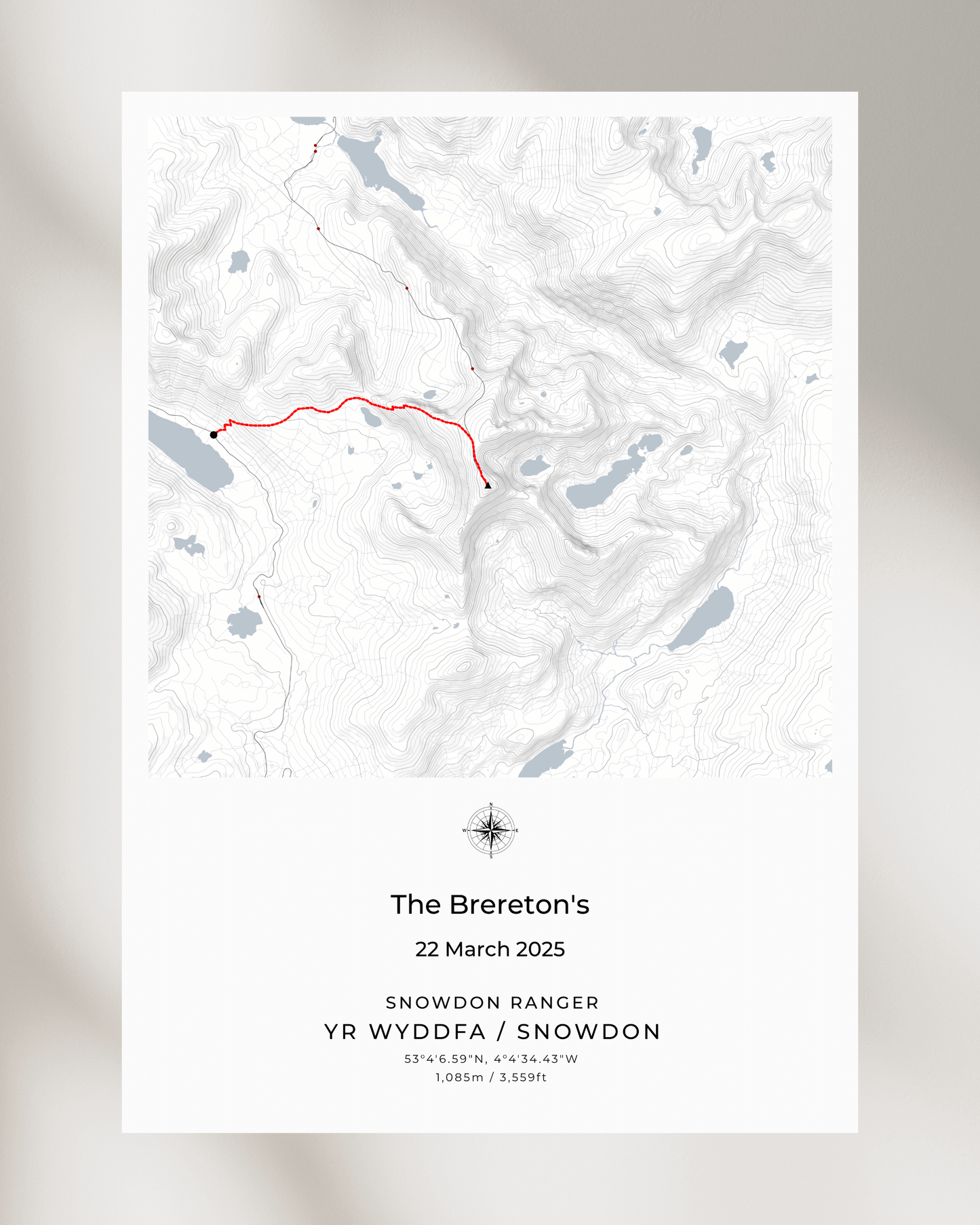 Personalised Snowdon Route Map