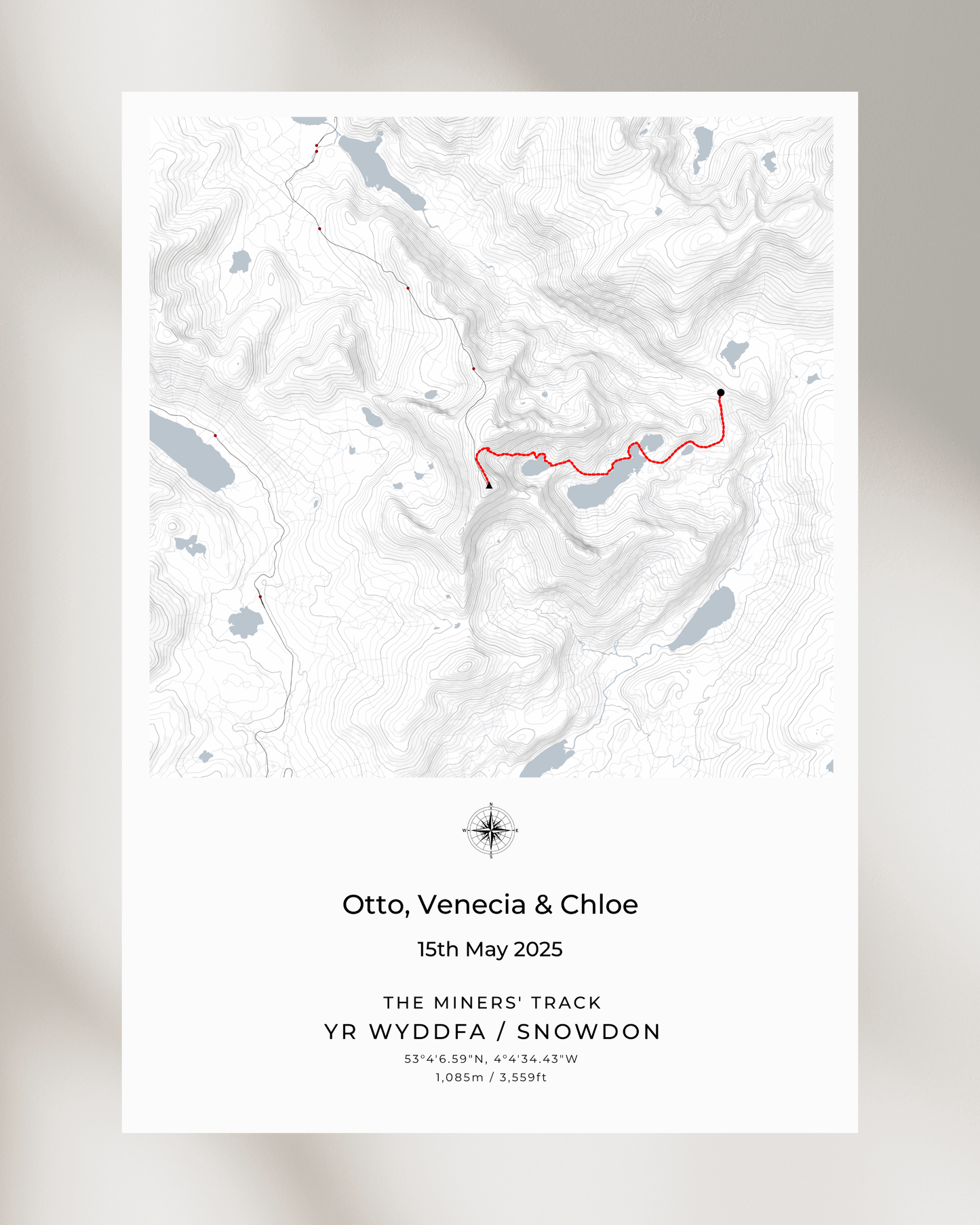 Personalised Snowdon Route Map