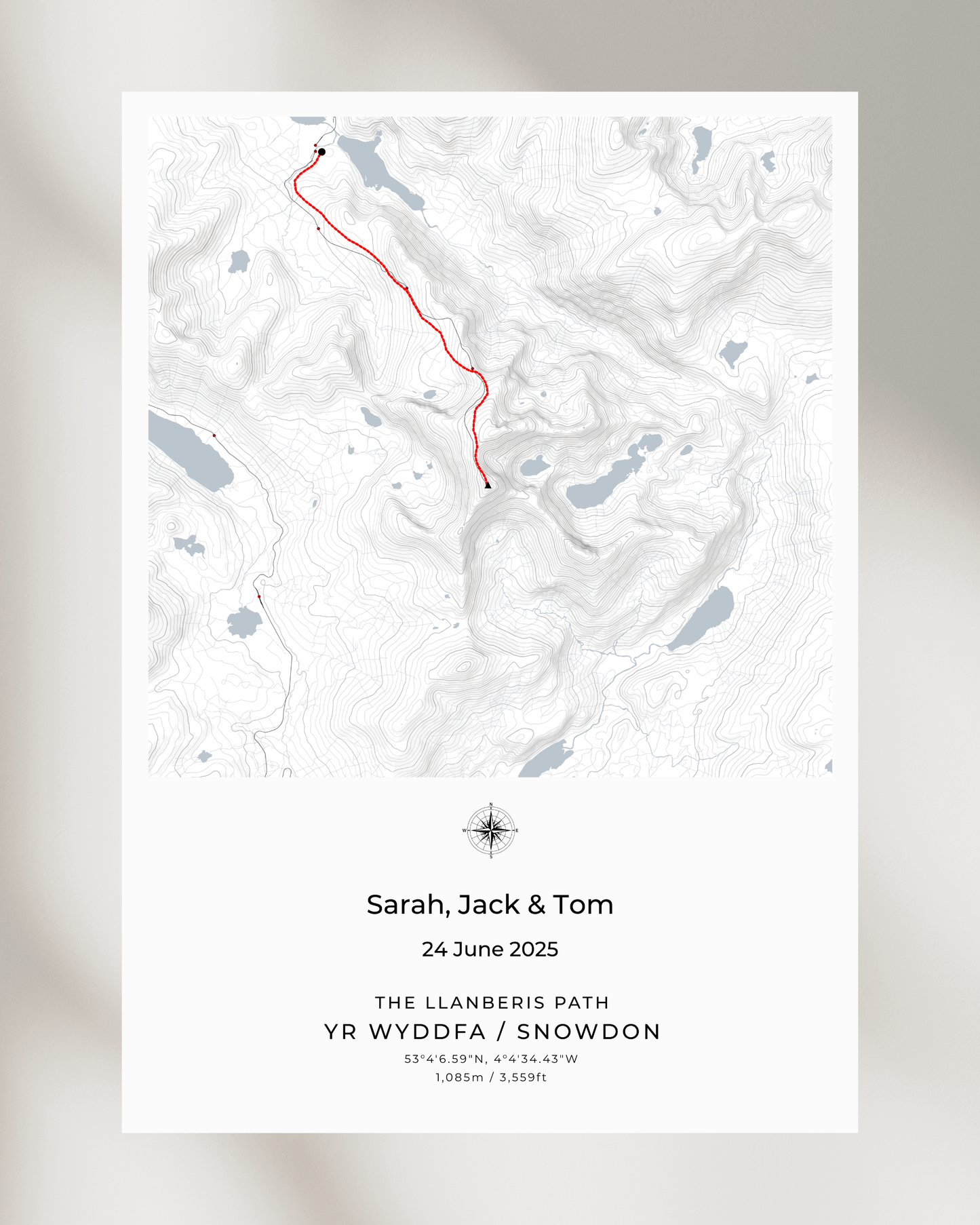 Personalised Snowdon Route Map