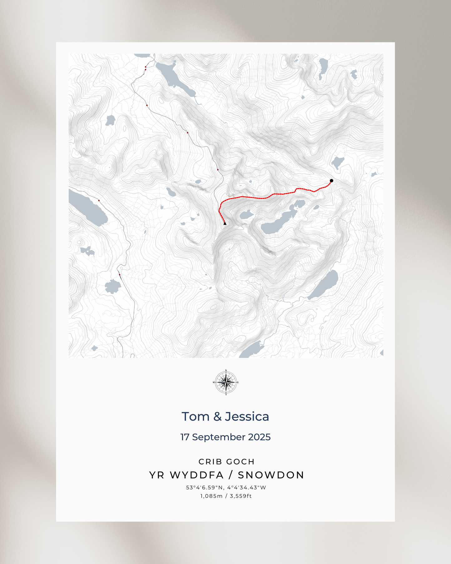 Personalised Snowdon Route Map