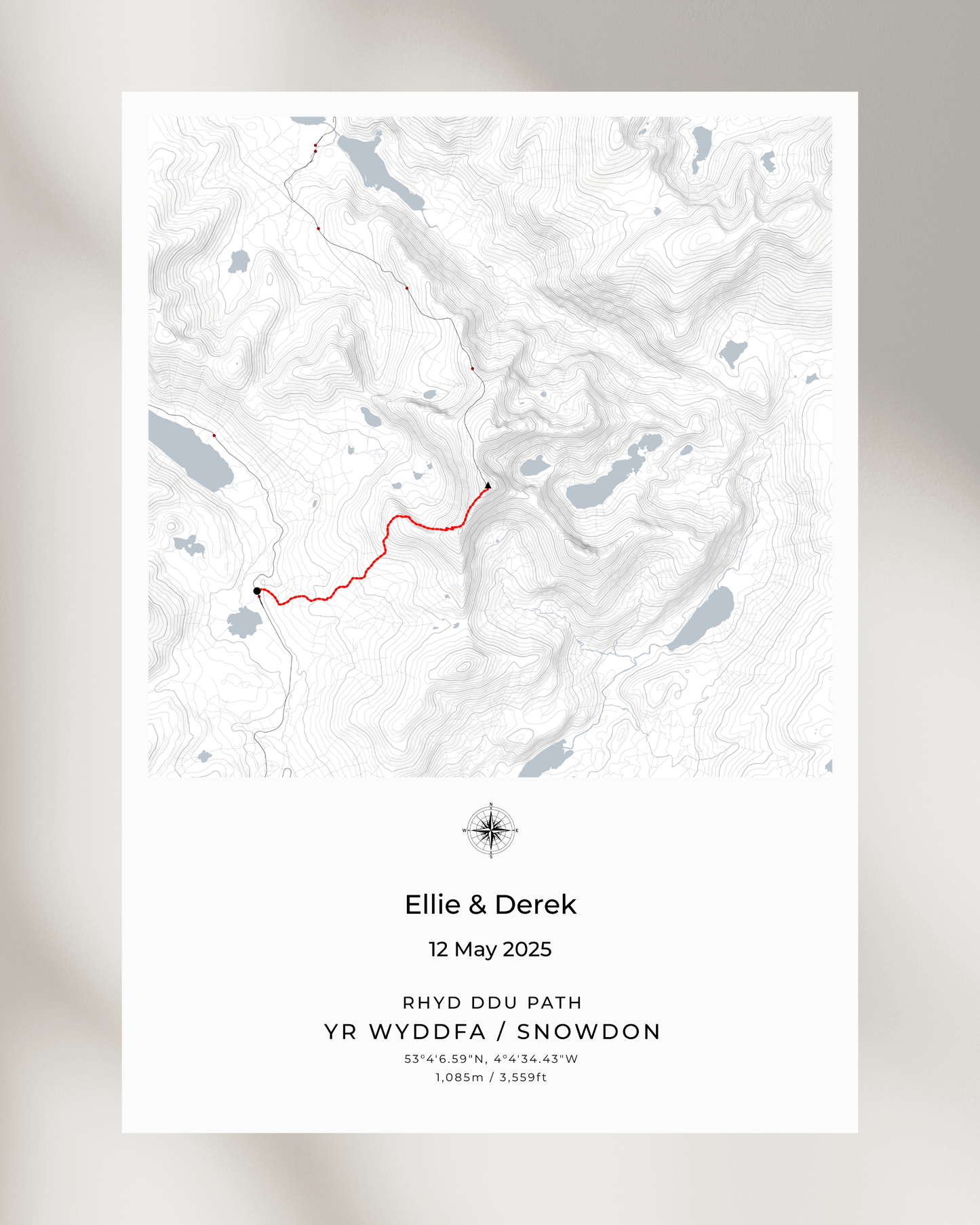 Personalised Snowdon Route Map