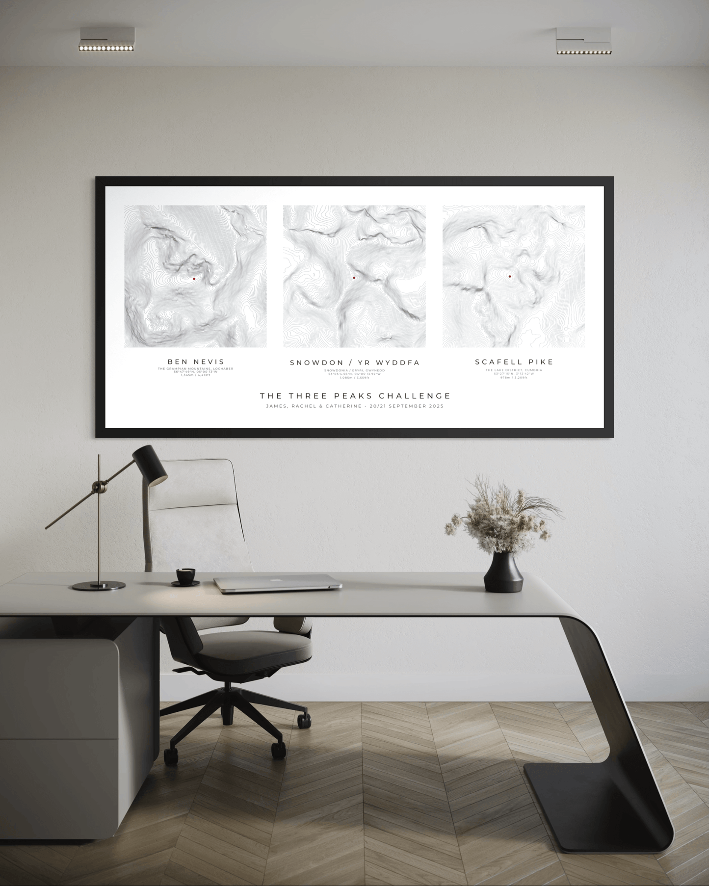 Personalised Three Peaks Challenge Map Poster