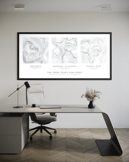 Personalised Three Peaks Challenge Map Poster