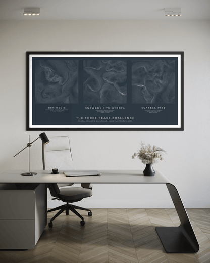 Personalised Three Peaks Challenge Map Poster