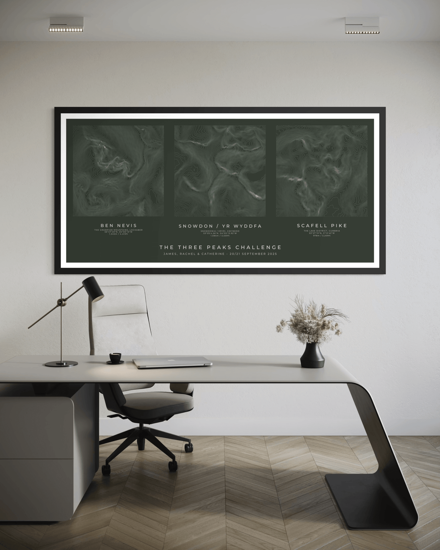 Personalised Three Peaks Challenge Map Poster