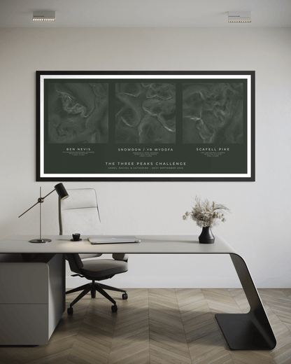 Personalised Three Peaks Challenge Map Poster