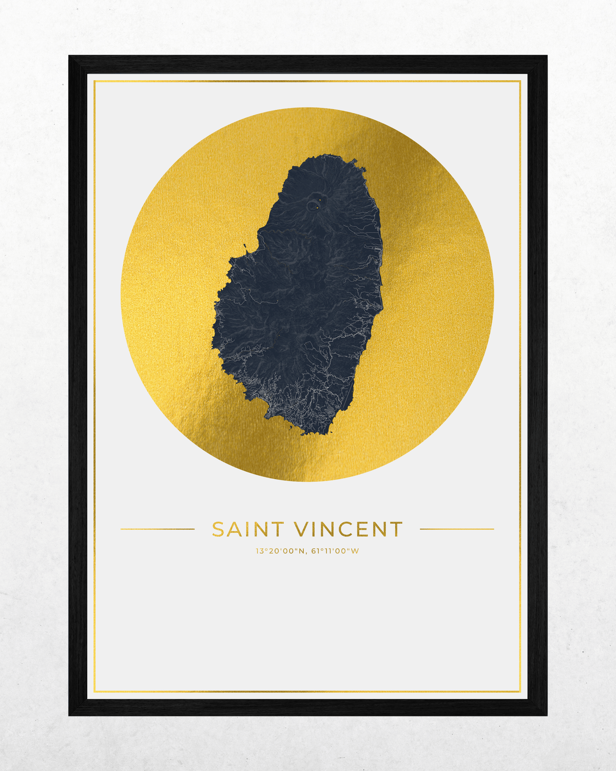 Saint Vincent - Gold Fine Art Map Print