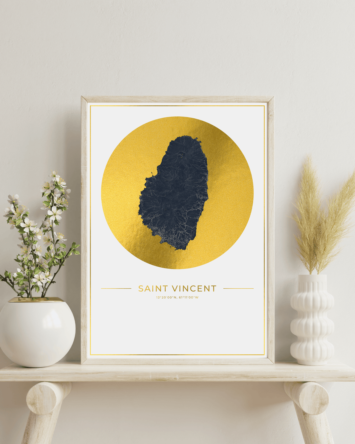 Saint Vincent - Gold Fine Art Map Print