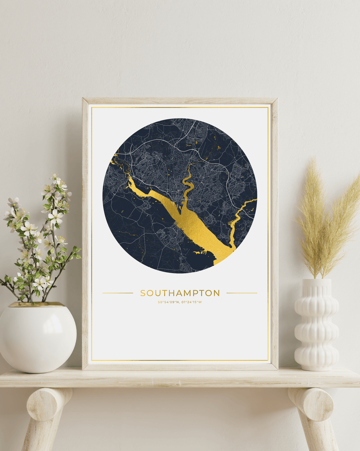 Southampton - Gold Fine Art Map Print