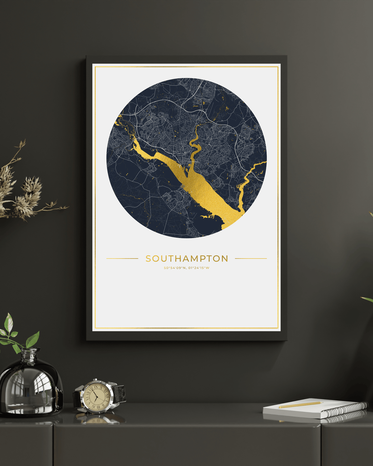 Southampton - Gold Fine Art Map Print