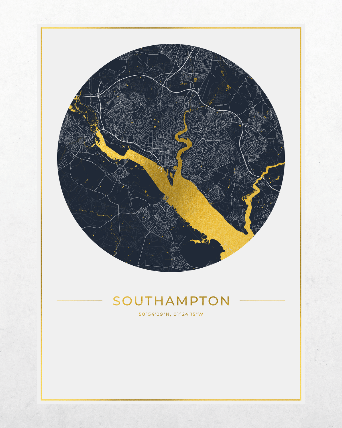 Southampton - Gold Fine Art Map Print