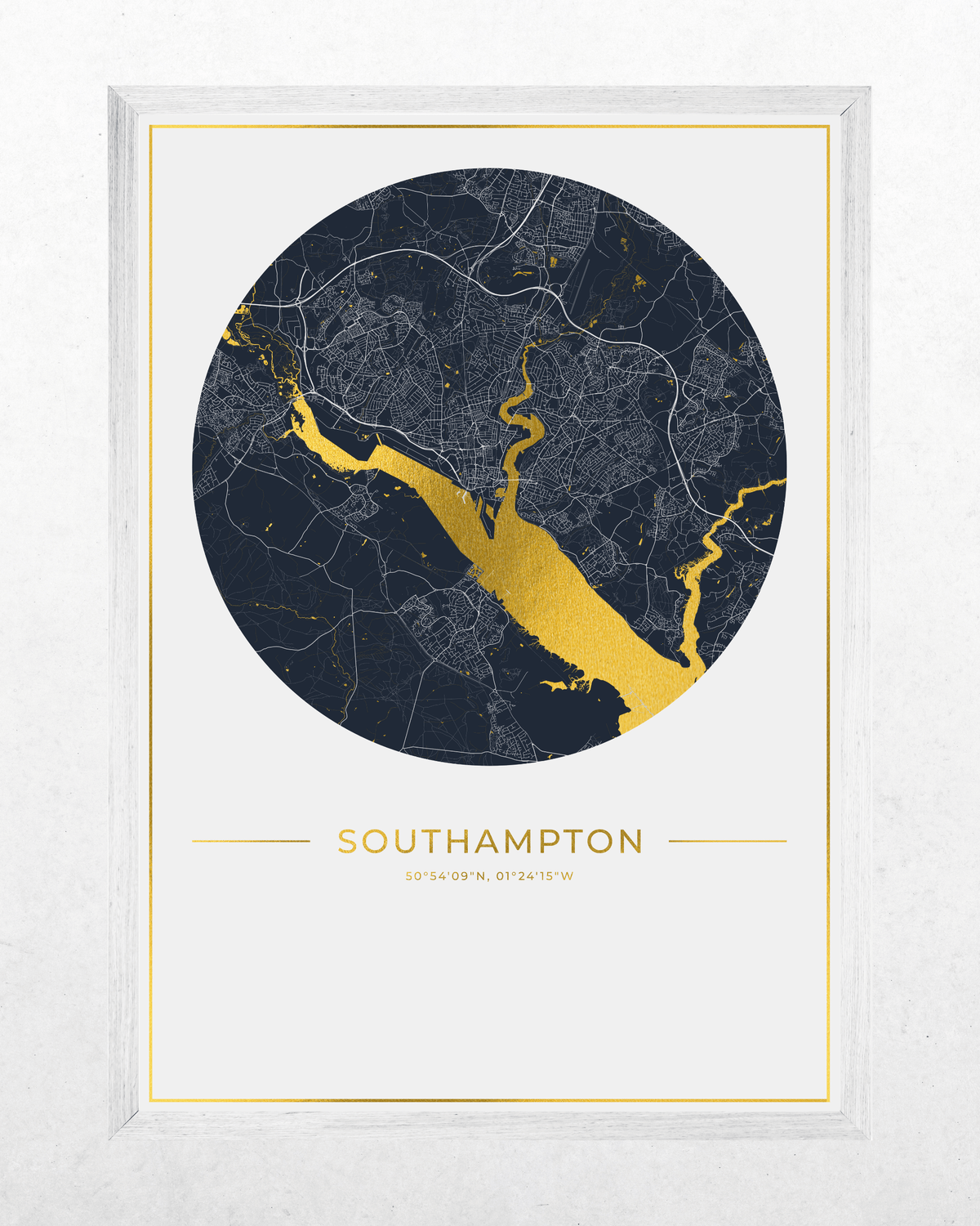 Southampton - Gold Fine Art Map Print