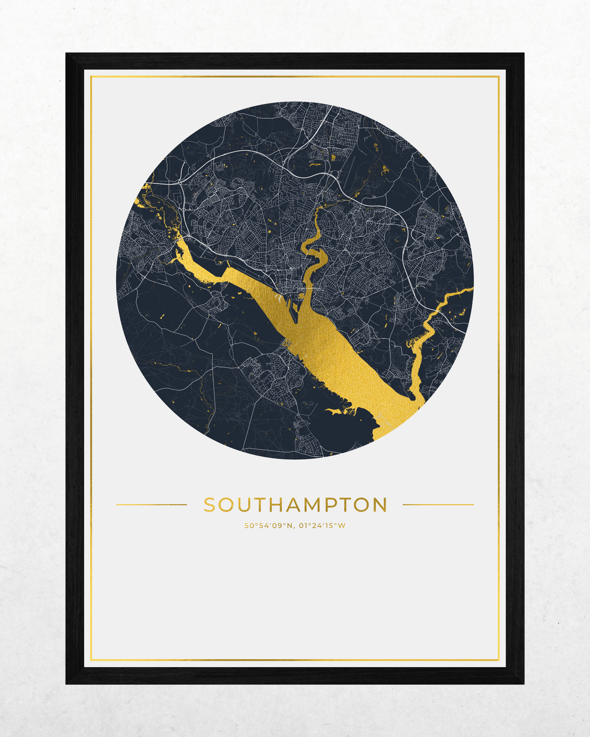 Southampton - Gold Fine Art Map Print