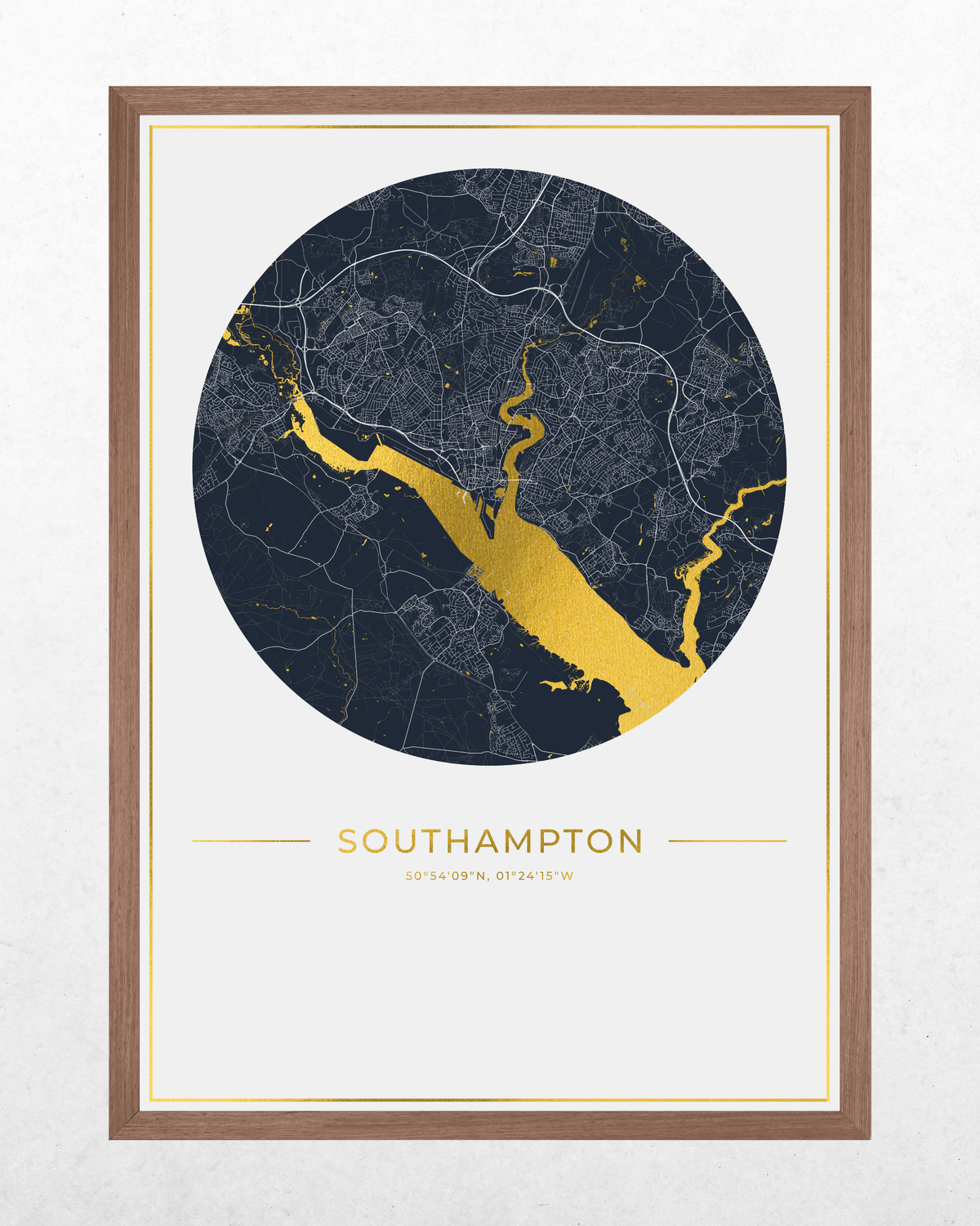 Southampton - Gold Fine Art Map Print
