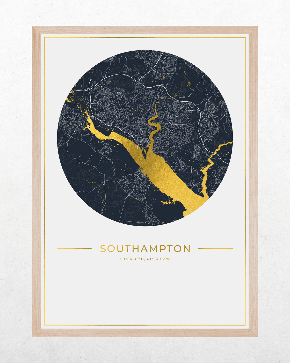 Southampton - Gold Fine Art Map Print