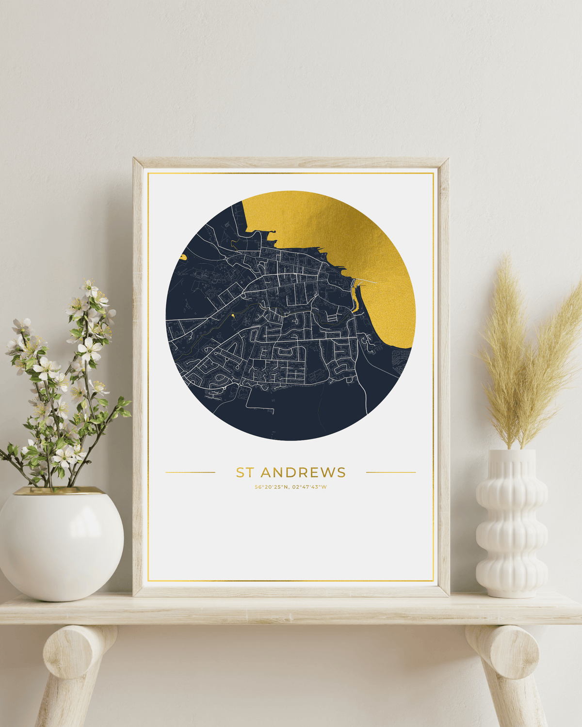St Andrews - Gold Fine Art Map Print