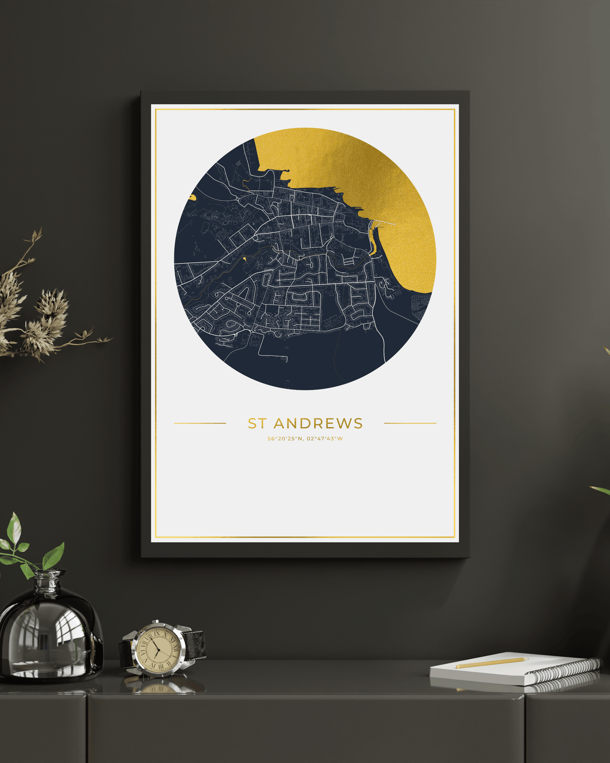 St Andrews - Gold Fine Art Map Print