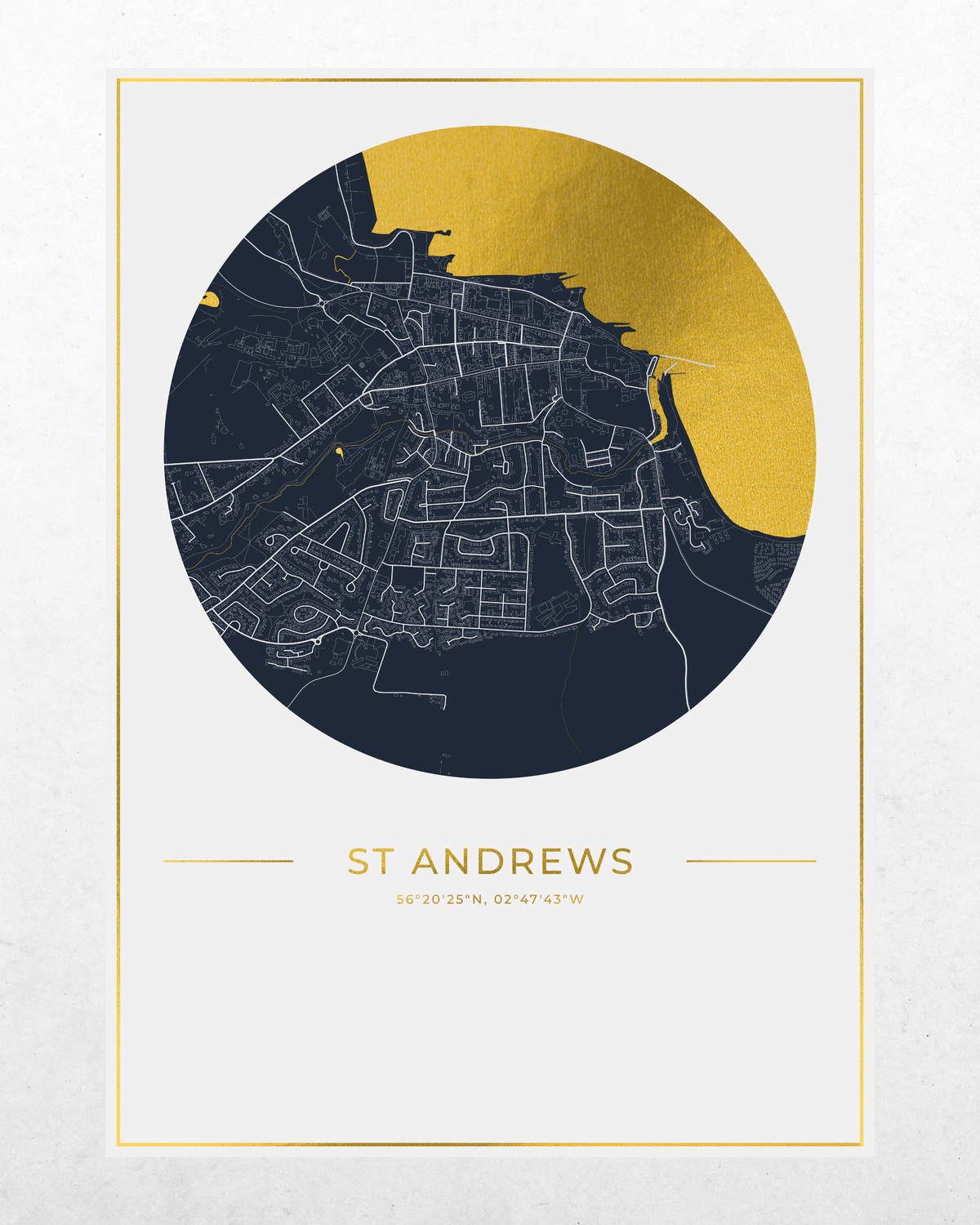 St Andrews - Gold Fine Art Map Print