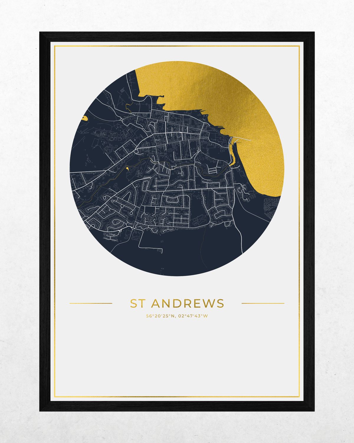 St Andrews - Gold Fine Art Map Print